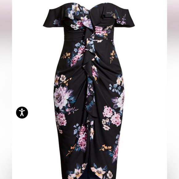 Formal dress city chic love blooms cocktail dress. NWT XS (14) black & floral - Picture 7 of 14